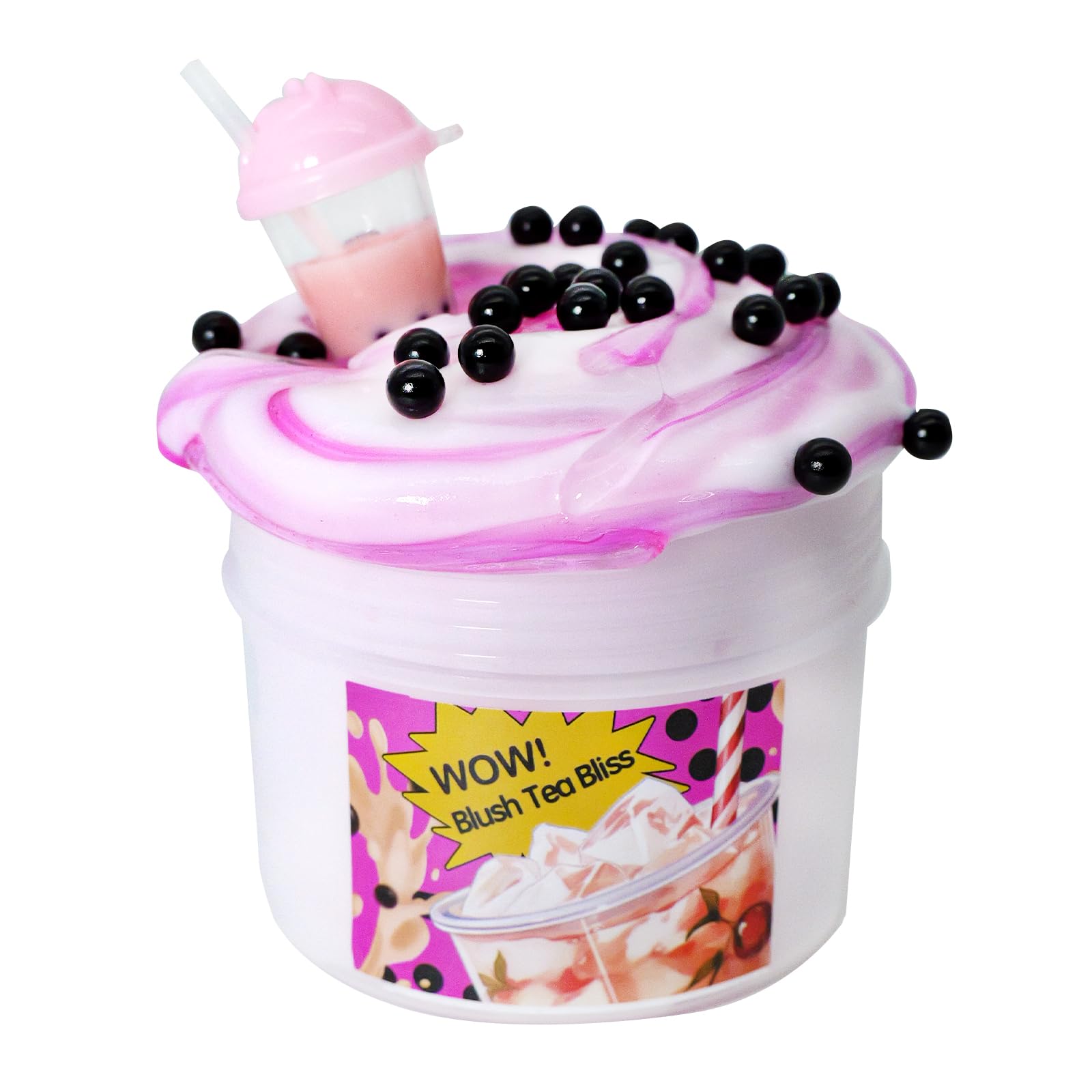 Amazon.com: Tototang slime-pink bubble tea themed slime(7oz